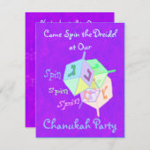 Spin Spin Dreidel Chanukah Party Kaart (Voorkant / Achterkant)