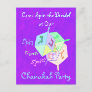 Spin Spin Dreidel Chanukah Party Kaart