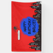 Spin-superheld strip verjaardag spandoek (Verticaal)