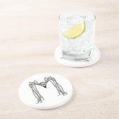 Spin. Zwart-wit Zandsteen Onderzetter (Zijkant)