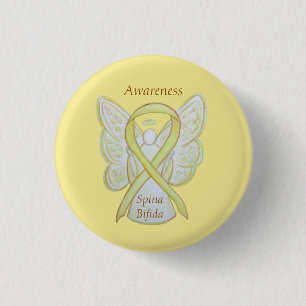Spina Bifida Angel Yellow Awareness Ribbon Pins Ronde Button 3,2 Cm