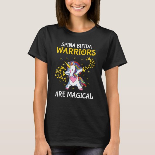 Spina Bifida Awareness Dabbing Unicorn Warriors T-shirt (Voorkant)