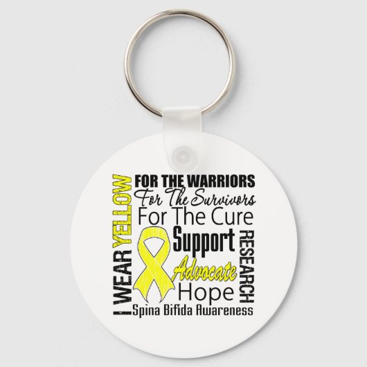 Spina Bifida I Draag de geel lint Sleutelhanger (Voorkant)