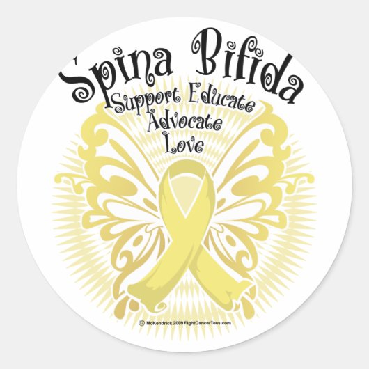 Spina Bifida Vlinder 3 Ronde Sticker (Voorkant)