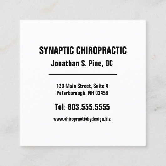 Spinale anatomie Chart Square Chiropractic Vierkante Visitekaartje (Achterkant)