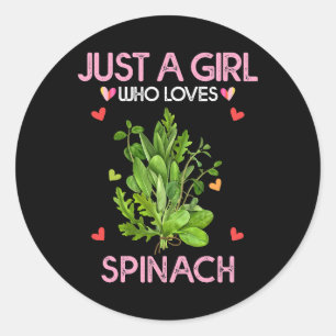 Spinazie Shirt voor vrouwen gewoon een meisje dat Ronde Sticker