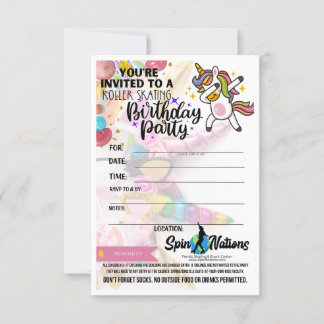 SpinNations Unicorn Invitations d'anniversaire