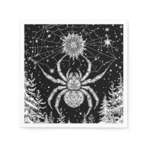 Spinne mit Mandala im magischen Netz Sternenhimmel