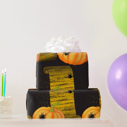 Spinnen en pompoen cadeaupapier