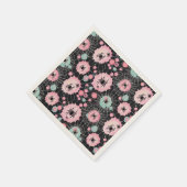 Spinnen en webben in roze en Bleke blues op zwart Servet (Hoek)