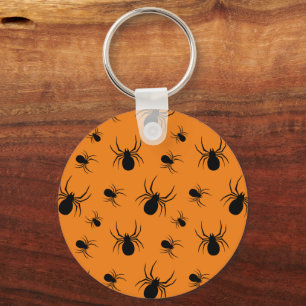 Spinnen Halloween patroon Zwart en Oranje Sleutelhanger