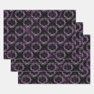 Spinnen in Lijsten op Paars Inpakpapier Vel