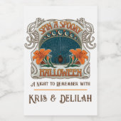 Spinnen & Lelies Enge Halloween Gepersonaliseerd Wijn Etiket (Enkel label)