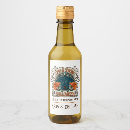 Spinnen & Lelies Enge Halloween Gepersonaliseerd Wijn Etiket (Voorkant)