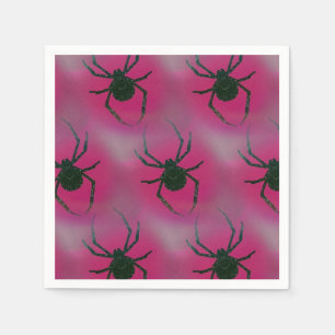Spinnen op roze servet