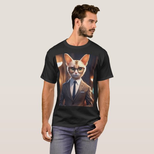 Spinnende-fessionele interviewer; Schattigee kitte T-shirt (Voorkant volledig)