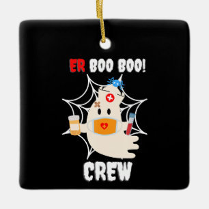 spinnengeschenk   Boo Crew Verpleegster Halloween  Keramisch Ornament