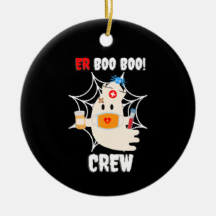 spinnengeschenk   Boo Crew Verpleegster Halloween  Keramisch Ornament