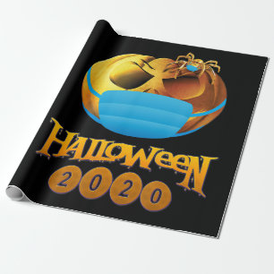 spinnengeschenk Halloween pompoen en spinnenmask Cadeaupapier