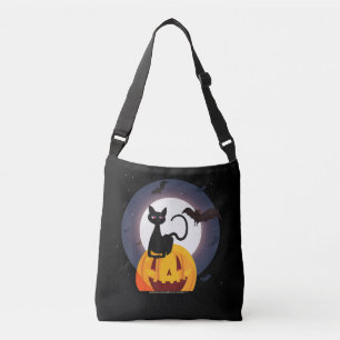 spinnengeschenk Halloween Zwarte Kat Spin Pompoe Crossbody Tas