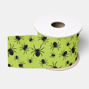 Spinnenlint, groen spinnen Halloween lint