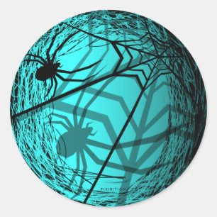 Spinnenweb Halloween Sticker Blauw