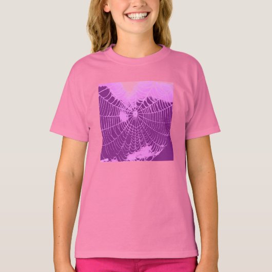 Spinnenweb in roze en Paarse T-shirt (Voorkant)