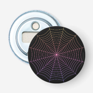 Spinnenweb zwart paars oranje Halloween patroon Button Flesopener