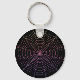 Spinnenweb zwart paars oranje Halloween patroon Sleutelhanger