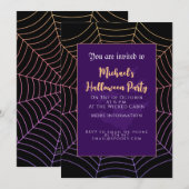 Spinnenweb zwart paarse sinaasappel Halloween Kaart (Voorkant / Achterkant)