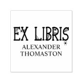 Spinnenwebben met hangende spinnen op Ex Libris-te Zelfinktende Stempel (Design)