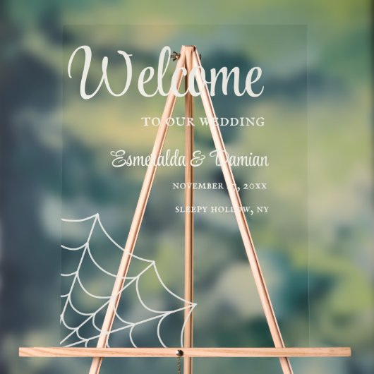 Spinnenwebs Gotische bruiloft Welkom Acryl Bord (Neutraal)