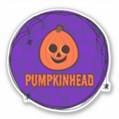 Spinnenwebs & Pompoenkoppen Ronde Sticker (Voorkant)