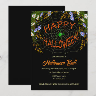 Spinneweb Bloemrijke Halloween Feest Kaart