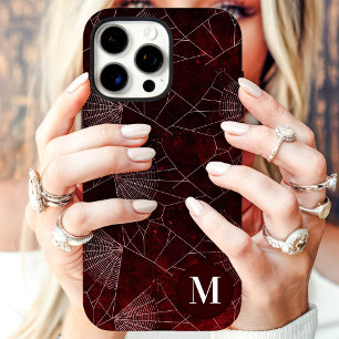 Spinneweb Monogram Donkerrood iPhone 16 Pro Hoesje