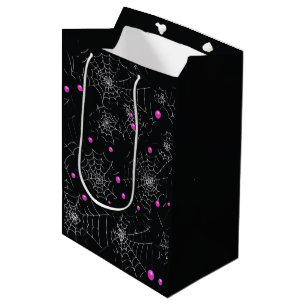 Spinnewebben en Stippen Modern Zwart Halloween Medium Cadeauzakje