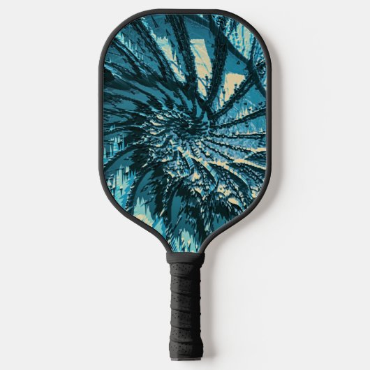 Spinning Turquoise Fractal Pickleball Paddle (Voorkant)