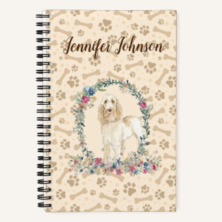 Spinone Italiano Dog Paw Print & Floral Cute Notitieboek