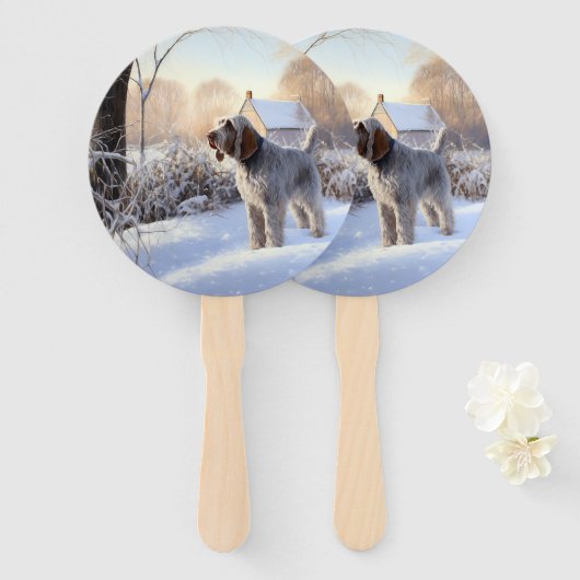 Spinone Italiano liet het sneeuwen Kerstmis Handwaaier (Voorkant en achterkant)