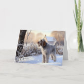 Spinone Italiano liet het sneeuwen Kerstmis Kaart (Voorkant)