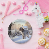 Spinone Italiano liet het sneeuwen Kerstmis Papieren Bordje (Feest)