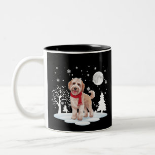 Spinone Italiano onder maanlicht sneeuw Kerstmis Tweekleurige Koffiemok