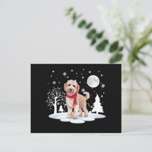 Spinone Italiano Onder Maneschijn Sneeuw Kerstmis Feestdagenkaart