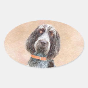 Spinone Italiano Painting - Cute Original Dog Art Ovale Sticker