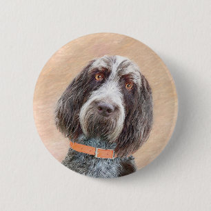Spinone Italiano Painting - Cute Original Dog Art Ronde Button 5,7 Cm