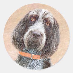 Spinone Italiano Painting - Cute Original Dog Art Ronde Sticker