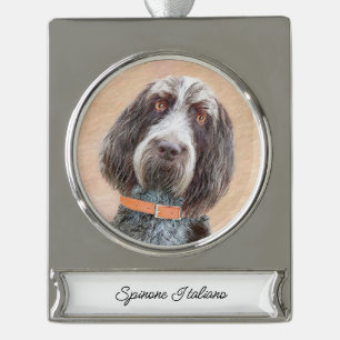 Spinone Italiano Painting - Cute Original Dog Art Verzilverd Banner Ornament