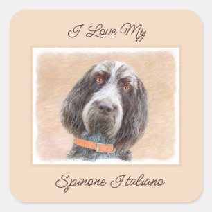 Spinone Italiano Painting - Cute Original Dog Art Vierkante Sticker