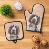 Spinone Italiano Schilderij Bruin Roan Schattigee Ovenwant & Pannenlap Set (Top down)