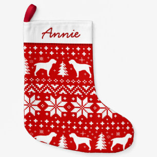 Spinone Italiano Silhouetten Rood en Wit Patroon Kleine Kerstsok